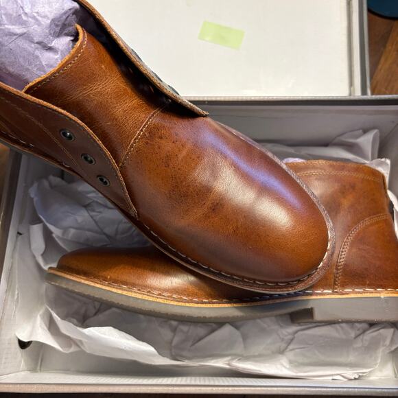 Crown Vintage Men Casper Chukka Boots 10 Cognac Tan NWT Lace Up Oxford Leather - Picture 8 of 11